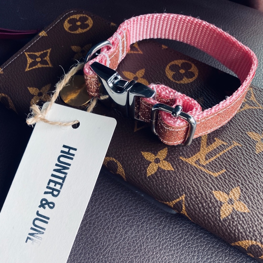 Pink sparkles dog collar